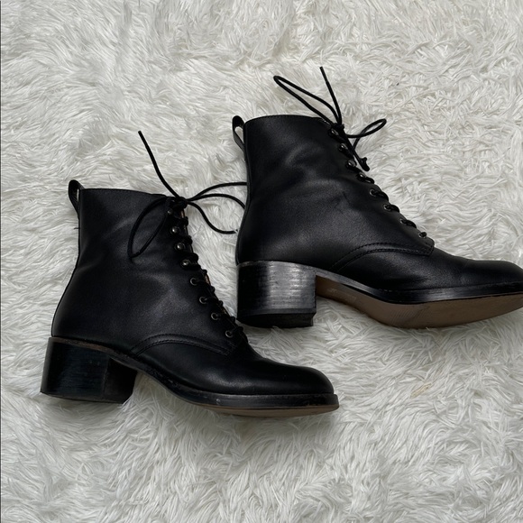 Madewell Patti Lace Up Boots in Black Leather Size 8.5 - Picture 6 of 10